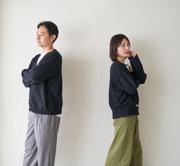 Morino Gakko 男士可水洗強力棉質開襟衫（黑色）辦公室開襟衫 第13張的照片