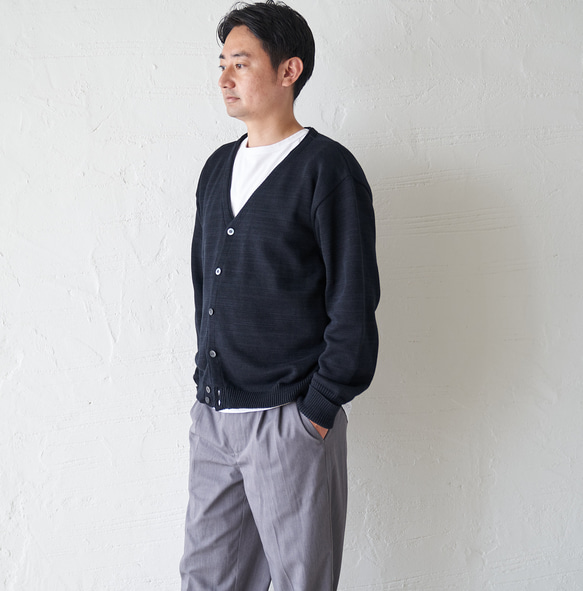 Morino Gakko 男士可水洗強力棉質開襟衫（黑色）辦公室開襟衫 第4張的照片