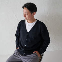 Morino Gakko 男士可水洗強力棉質開襟衫（黑色）辦公室開襟衫 第8張的照片