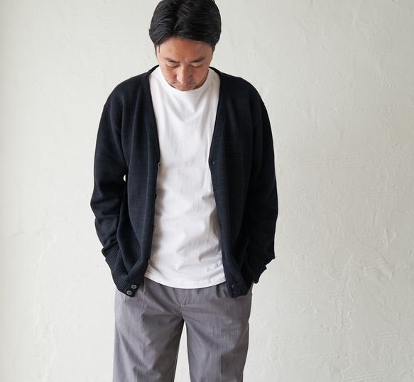 Morino Gakko 男士可水洗強力棉質開襟衫（黑色）辦公室開襟衫 第3張的照片