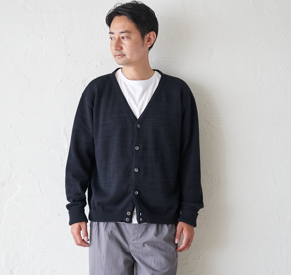 Morino Gakko 男士可水洗強力棉質開襟衫（黑色）辦公室開襟衫 第2張的照片