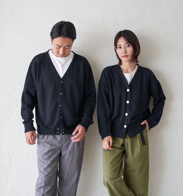 Morino Gakko 男士可水洗強力棉質開襟衫（黑色）辦公室開襟衫 第7張的照片