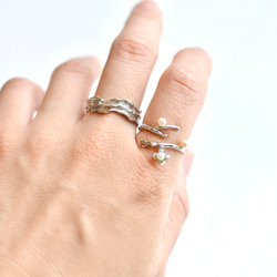 Drift wood ring & cuff narrow   ロジウムコーティングSV925  #Free size 1枚目の画像