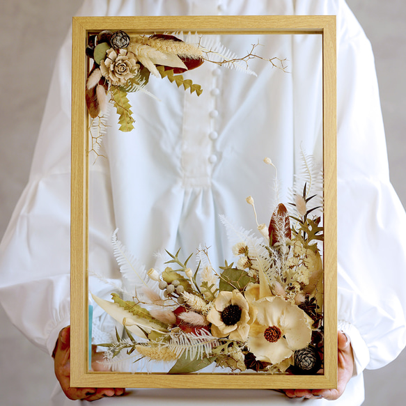 ❤ドライフラワー・フレーム（DF-19）ウェルカムボード　結婚祝い　記念日　開店祝い　ウェディング ご了承ください フレーム ドライフラワー ウェルカムスペース 結婚祝い 新築祝い 開店祝い 開業祝い 母の日 父の日 敬老の日