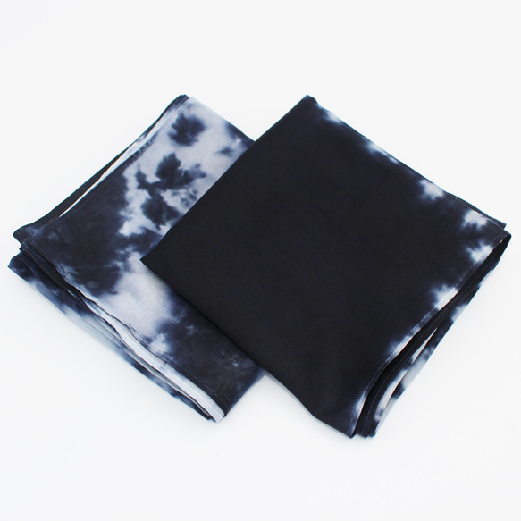 HANDKERCHIEF-SHIBORI-◇BLACK◇絞り染めのハンカチ　ブラック 3枚目の画像