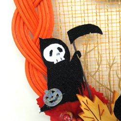 ハロウィン魔女と黒猫リース飾り　22-1 5枚目の画像