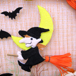 ハロウィン魔女と黒猫リース飾り　22-1 3枚目の画像