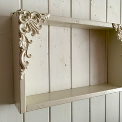 アンティーク ヨーロピアン調 額縁 シェルフ  BOX 飾り棚 木製 壁面収納 ミルキーホワイト 4枚目の画像