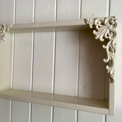 アンティーク ヨーロピアン調 額縁 シェルフ  BOX 飾り棚 木製 壁面収納 ミルキーホワイト 6枚目の画像