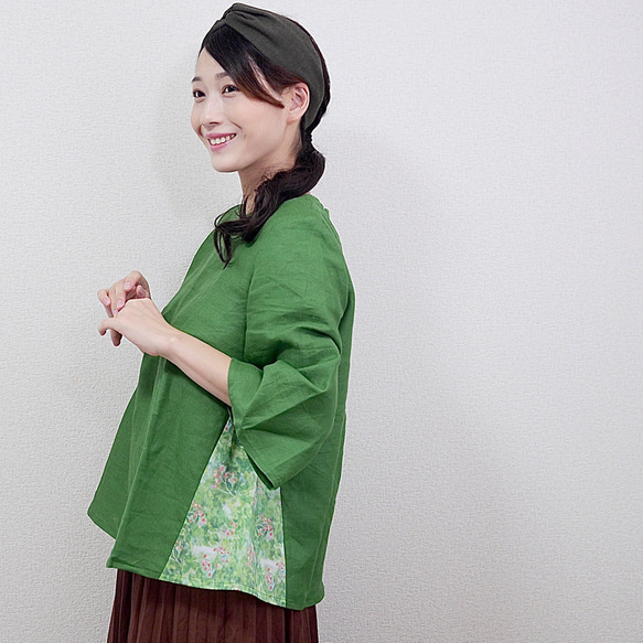 簡単にオシャレしたい！ 大人の上質リネンフレアトップス（ブラウス  