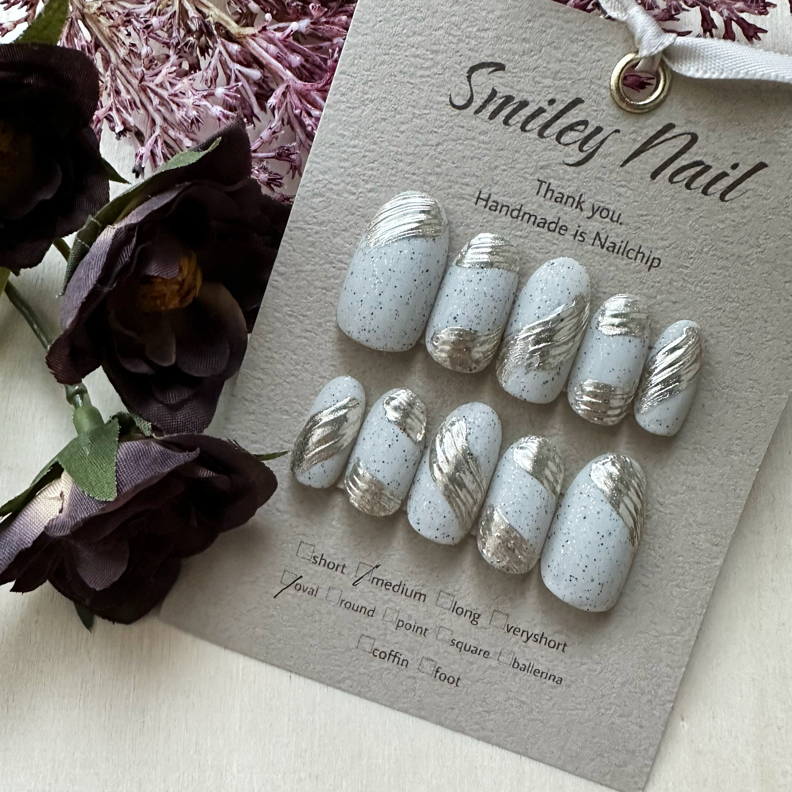 うねうね 韓国 ネイルチップ 量産型 シルバー ミラーネイル ネイル