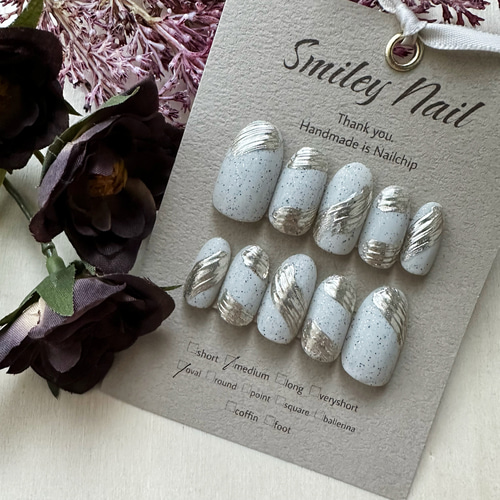 うねうね 韓国 ネイルチップ 量産型 シルバー ミラーネイル ネイル  