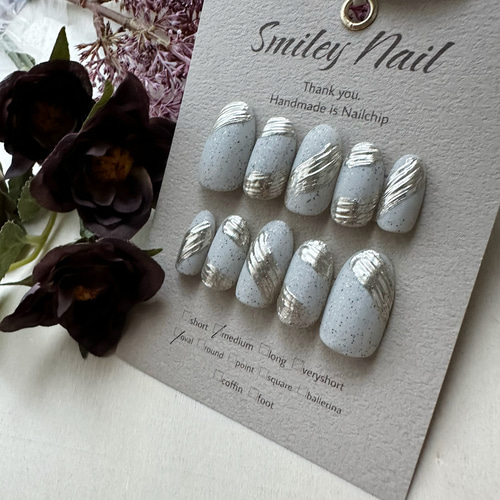 うねうね 韓国 ネイルチップ 量産型 シルバー ミラーネイル ネイル