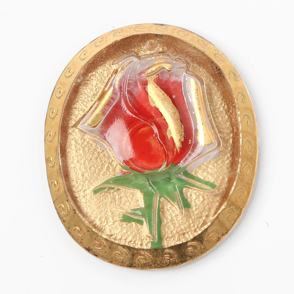 ガラス・カボション 黄金の薔薇 3.4cm 1枚目の画像