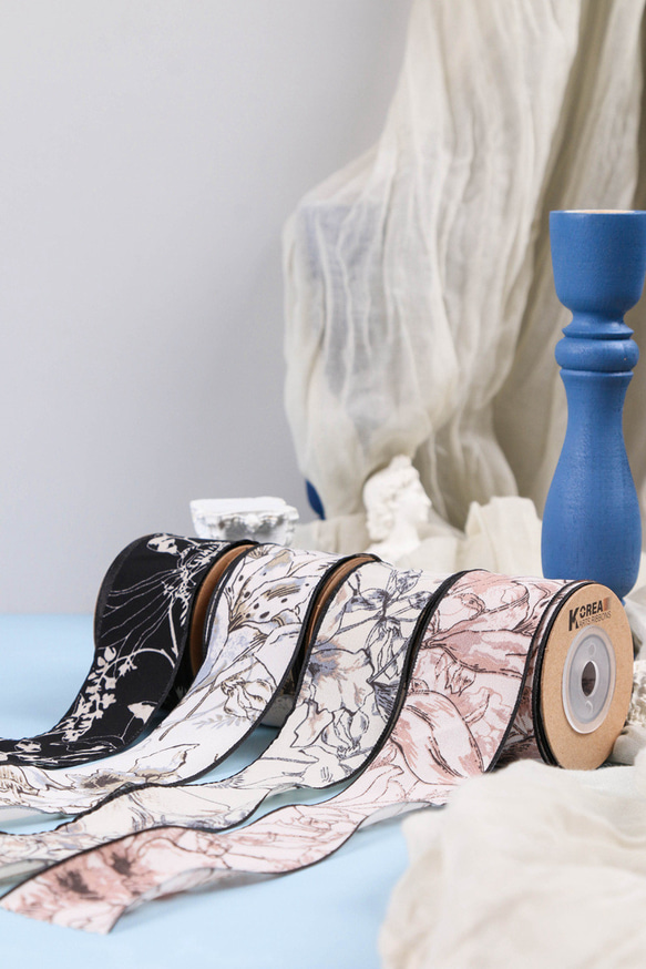 レトロ フラワー クラシック リボン [50cm]単位 切り売り 幅38mm 手芸 ハンドメイド【a-00875】 5枚目の画像