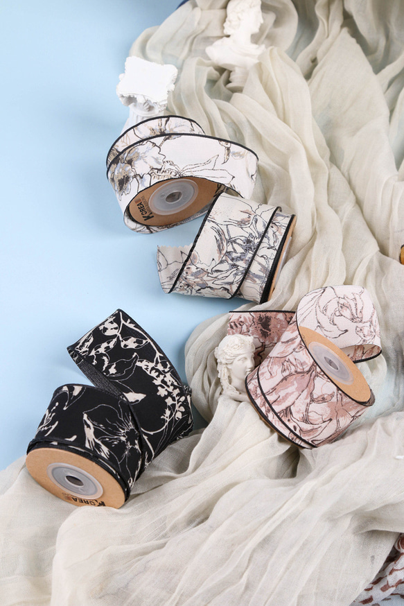 レトロ フラワー クラシック リボン [50cm]単位 切り売り 幅38mm 手芸 ハンドメイド【a-00875】 4枚目の画像