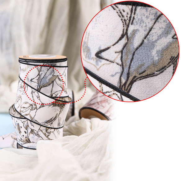 レトロ フラワー クラシック リボン [50cm]単位 切り売り 幅38mm 手芸 ハンドメイド【a-00875】 3枚目の画像