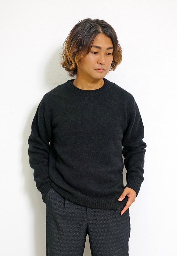【SALE/メンズ】ベビーキャメル100% クルーネック ニット ラグジュアリー セーター 11枚目の画像