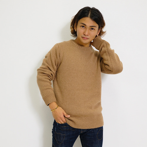 SALE/メンズ】ベビーキャメル100% クルーネック ニット SALE/メンズ】ベビーキャメル100% クルーネック ニット