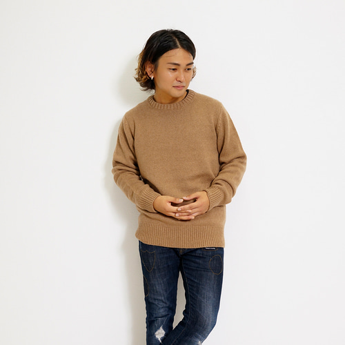 SALE/メンズ】ベビーキャメル100% クルーネック ニット SALE/メンズ】ベビーキャメル100% クルーネック ニット