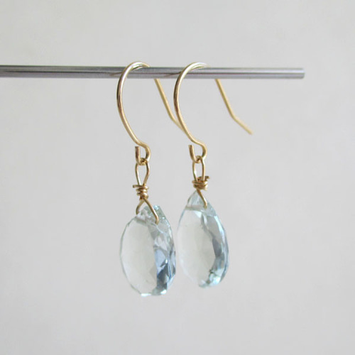 K18・K10】 グリーンアメジスト ペアシェイプ 1粒ピアス －イヤリング  