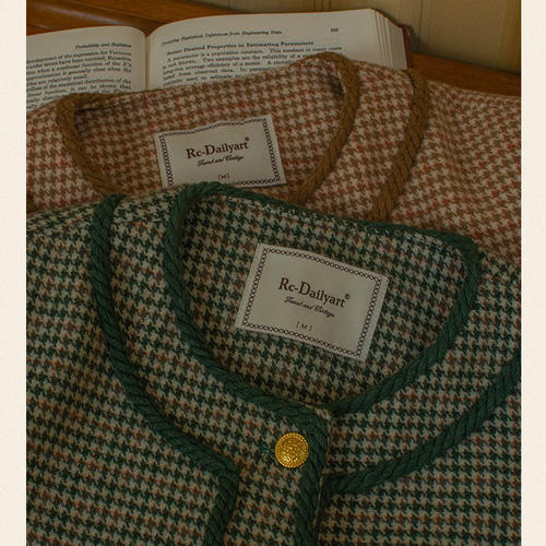 ウール混】チェック柄 ツイードジャケット ポケット付き【春秋