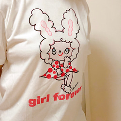 ラビットgirl（ホワイト）自分を表現するあなたへ。girlちゃんコットンTシャツ 3枚目の画像