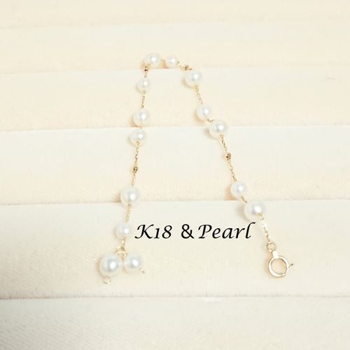 K18 × ベビーパール ブレスレット Y字のネックレス ～華やかさと上品さ 
