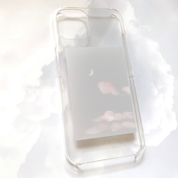 iphone15 14 ケース　スマホケース　クリア　透明　月　空　雲　淡い　韓国風　くすみカラー　かわいい　おしゃれ 2枚目の画像