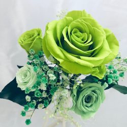 グリーンローズとミニ薔薇とかすみ草のふんわり花束（プリザーブドフラワー） 5枚目の画像
