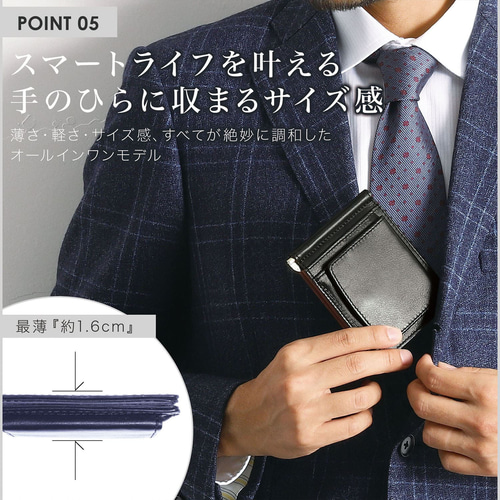 BOX型小銭入れ付き】マネークリップ 薄型 カード6枚収納 本革