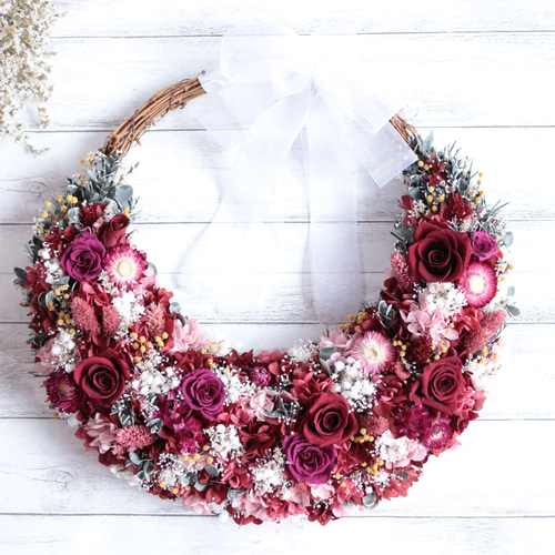 アンティークワインボルドーリース大きめ40㎝位