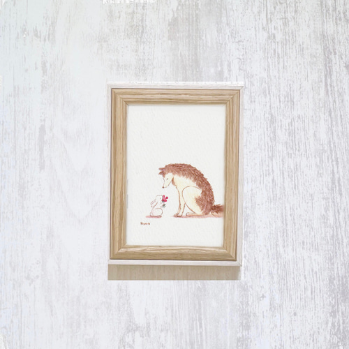 兎の油絵【廃線とウサギ】1点物の原画◆作者サイン入り 原画【春風とうさぎ達 a】F0サイズ 自然 動物アートイラスト 兎