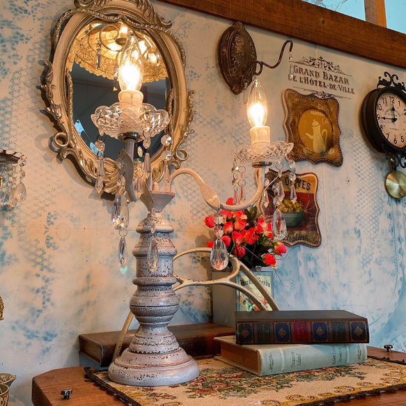 英国アンティーク調/ スタンドシャンデリア/ アンティークランプ