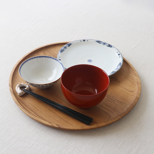 画像確認PRICE】「35cm チーク ウッド サークル丸盆プレート 