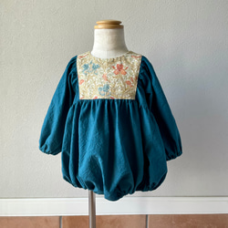 puffed sleeves romper／William Morris／Iris・Cream／ロンパース 1枚目の画像