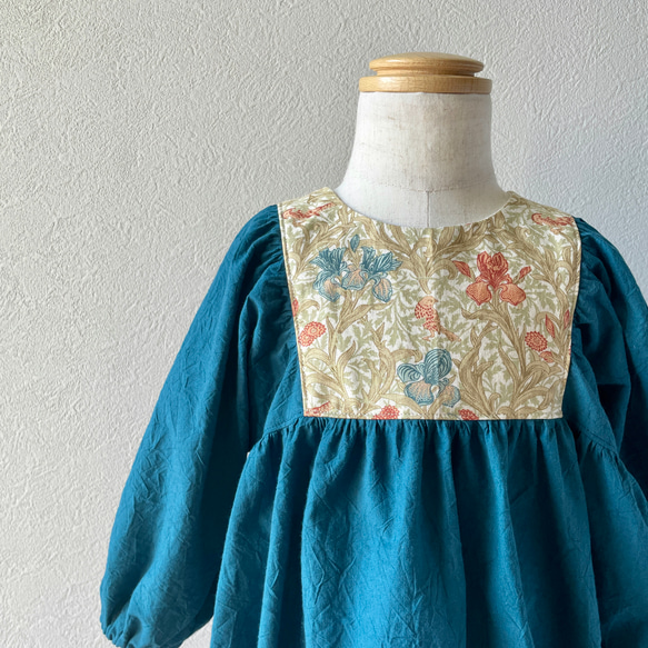 puffed sleeves romper／William Morris／Iris・Cream／ロンパース 3枚目の画像