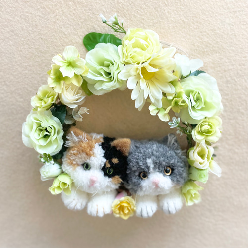 ひーたん「猫さんとフルーツ~ピアノ枠」「3猫'S~お花リース」 ひーたん