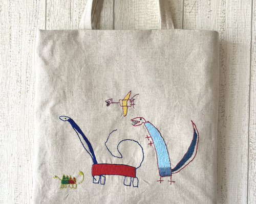 恐竜の世界 刺繍トートバッグ トートバッグ bean 通販 14509144
