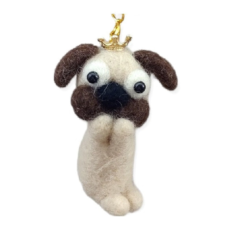 羊毛フェルト　殿パグさん　小さなキーホルダー 羊毛フェルト 殿パグさん 小さなキーホルダー