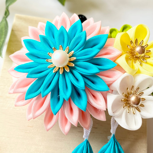 上質な髪飾りで豊かなハレの日を～ 七五三髪飾り3歳様向け（浅葱色