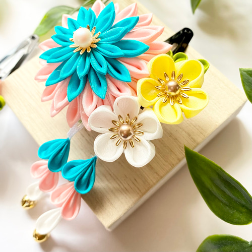 上質な髪飾りで豊かなハレの日を～ 七五三髪飾り3歳様向け（浅葱色