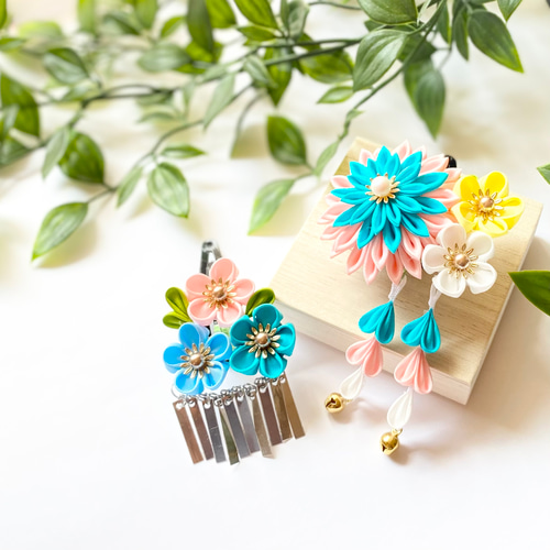 上質な髪飾りで豊かなハレの日を～ 七五三髪飾り3歳様向け（浅葱色