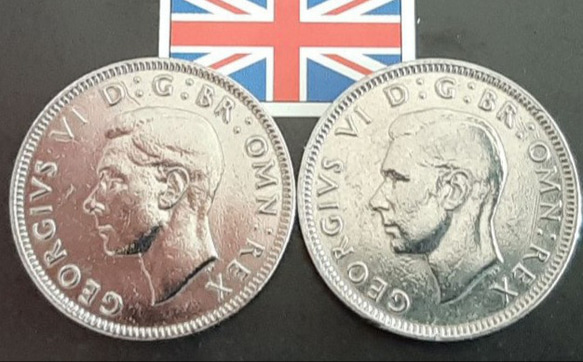 2枚セット♥イギリス 1948年 シリング 英国コイン 美品です 本物 スコットランドライオンデザイン♥ジョージ王♥ 2枚目の画像