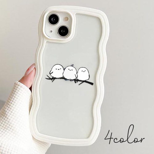 スマホケース なみなみケース ウェーブケース シマエナガ 雪の妖 