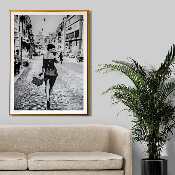 都会のエレガンス モダンシティウォーカー モノトーン  / インテリアポスター 海外アート / 4327 2枚目の画像
