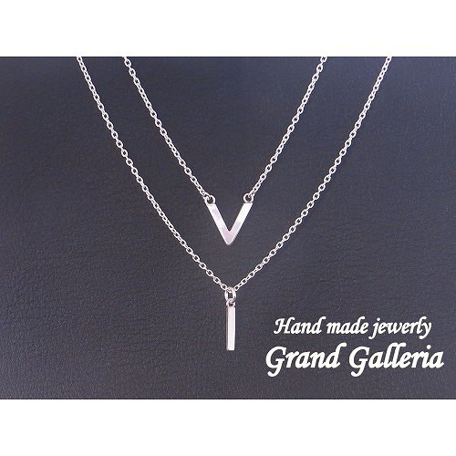 シルバー９２５　V型　I型　２連ネックレス　ペンダント　チェーン３５〜６０cm　Grand Galleria
