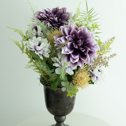 高級感あふれるギフトアレンジメント アーティフィシャルフラワー　ダリア　 造花 贈り物 カフェ 受付に 4枚目の画像