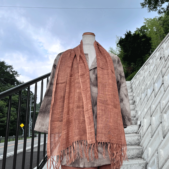 柿渋染めシルクストール K22039
