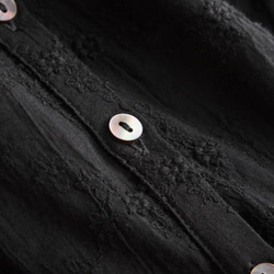 特別感を醸し出す　刺繍生地　ロングシャツワンピース　コットン100％　ブラック190603-4 10枚目の画像